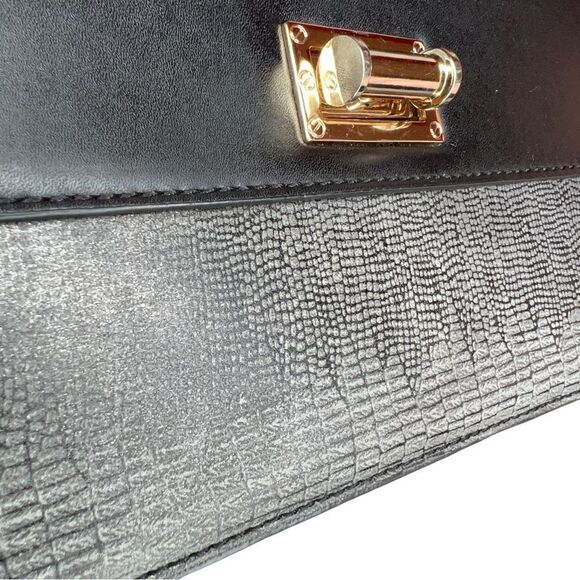 SOLE SOCIETY Envelope Clutch with Gold Hardware in Black and Gray - Picture 8 of 14